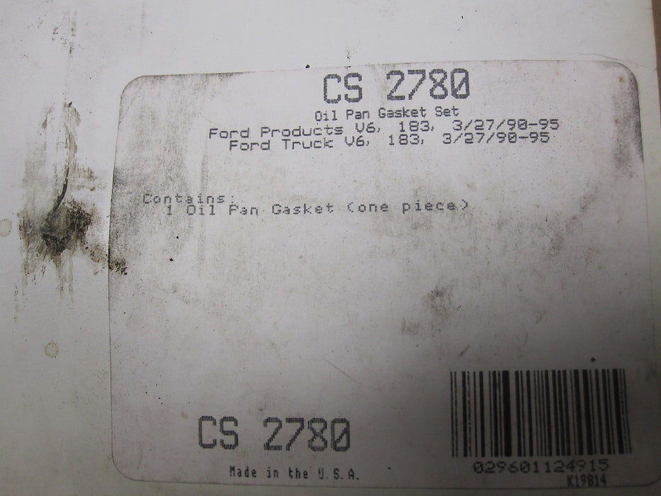 1990-95 FORD  183 3.0L OIL PAN GASKET MCCORD CS2780