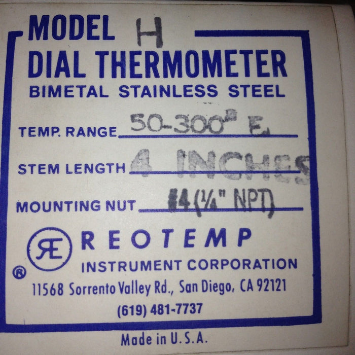 REOTEMP MODEL H HP50T0300F4-4 HH0404F63-PS 2281-0015023 181-069-22  02N2