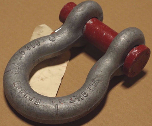 CROSBY ANCHOR SHACKLE 9-1/2T 1-1/8 #45 insdie 4.25 opening 1.812 diam. 1-1/8