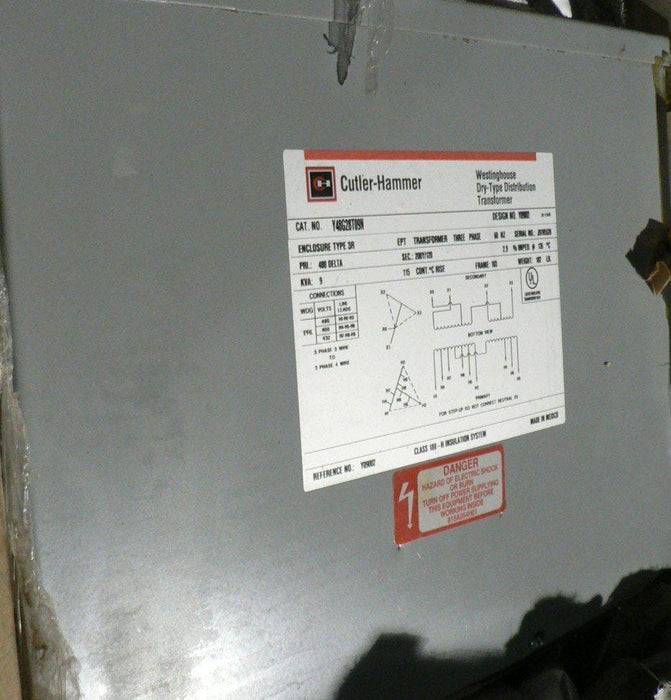 NEW CUTLER HAMMER TRANSFORMER 9KVA Y48G28T009N TYPE 3R 9T2F