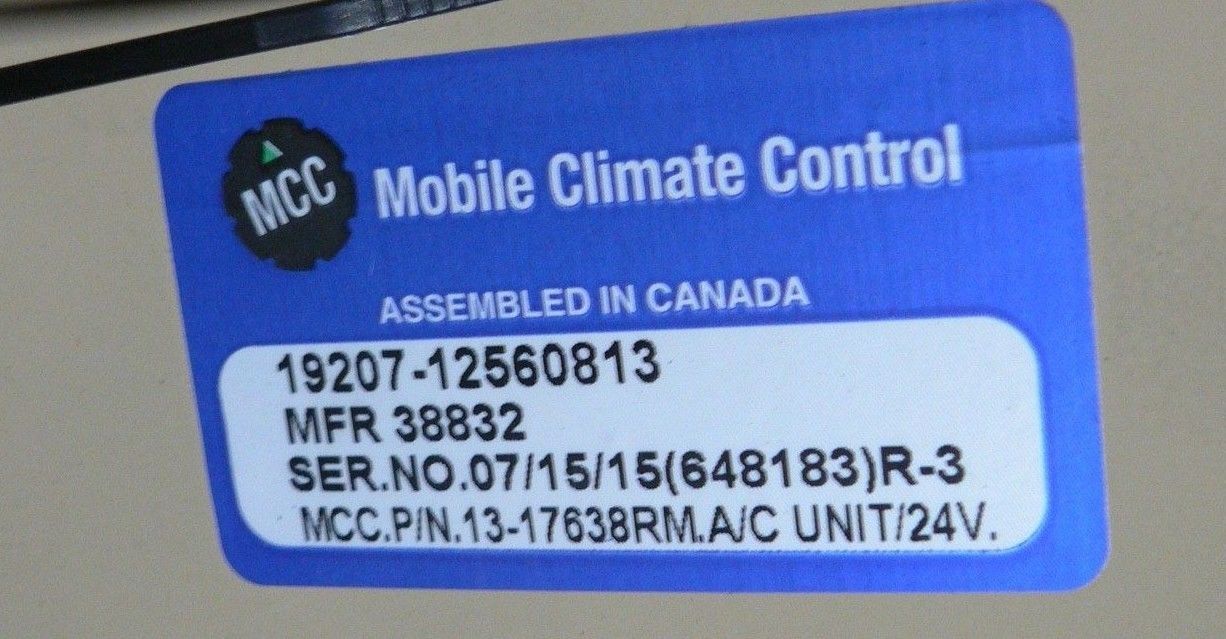 Commander Evaporator Assembly Mobile Climate Control 12560813 24V