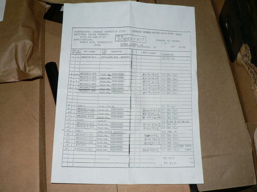 PARKER-HANNIFIN KIT HYDRAULIC PUMP 50644