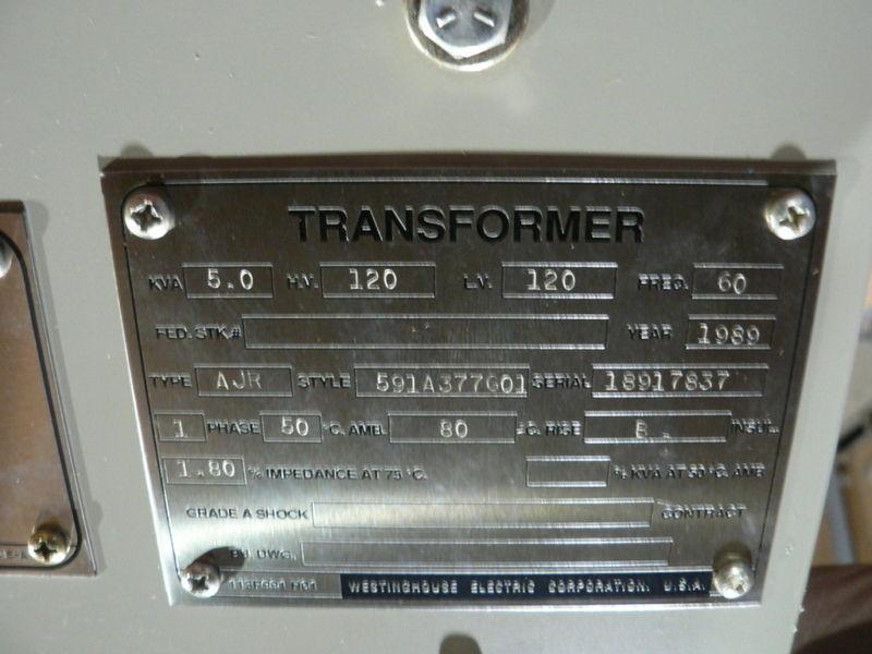 WESTINGHOUSE TRANSFORMER 15E23 591A377G01 KVA 5.0