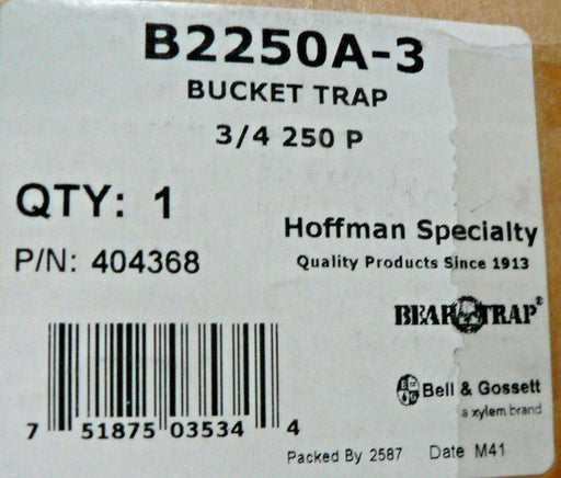 BELL & GOSSETT Cast Iron Bucket Trap B2250A-3 3/4 250 P