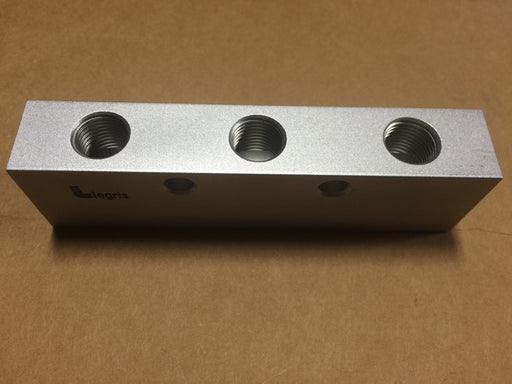 LEGRIS MANIFOLD 3, 1/4 NPT THREADED HOLES X 2 3/8 NPT SIDE THREADED HOLES