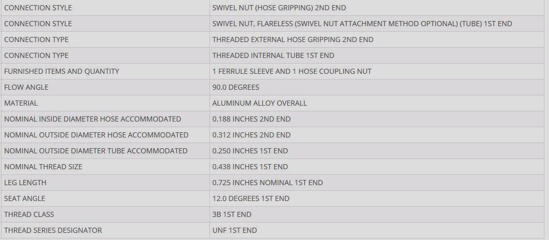 EATON ELBOW TUBE TO HOSE F66631-4