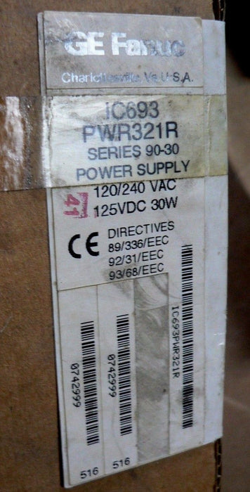 GE FANUC SERIES 90-30 PROGRAMMABLE CONTROLLER IC693PWR321R  30W POWER SUPPLY