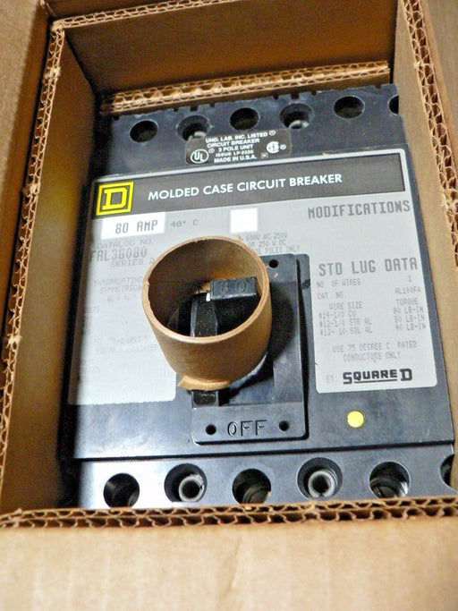 NEW Square D FAL36080 3 POLE 80 AMP CIRCUIT BREAKER LINE & LOAD LUGS