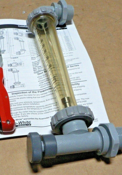 BLUE-WHITE Flowmeter 4.0 TO 48 SCFM Panel Mount Adjustable VALVE F-45750GEA-12