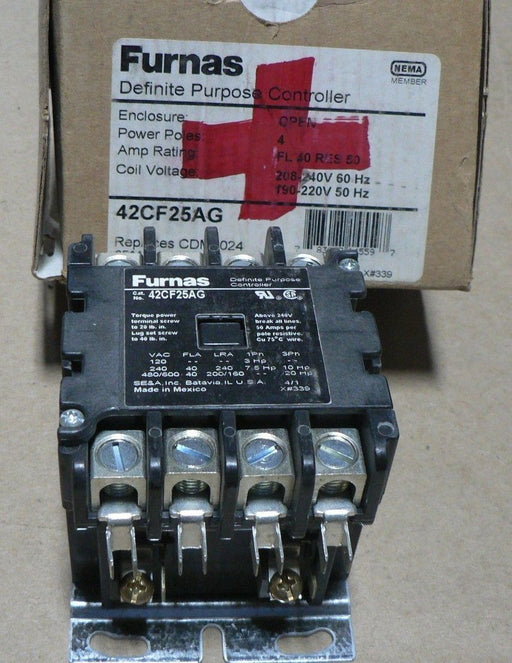 FURNAS MAGNETIC CONTACTOR 42CF25AG CDM4024 480V CONTINUOUS 15HP