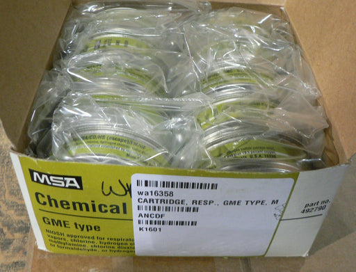 MSA CHEMICAL CARTRIDGE GME TYPE M WA16358 P/N 492790 BOX OF 10