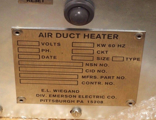 E.L. WIEGAND CHROMALOX DUCT HEATER 106-302891-011