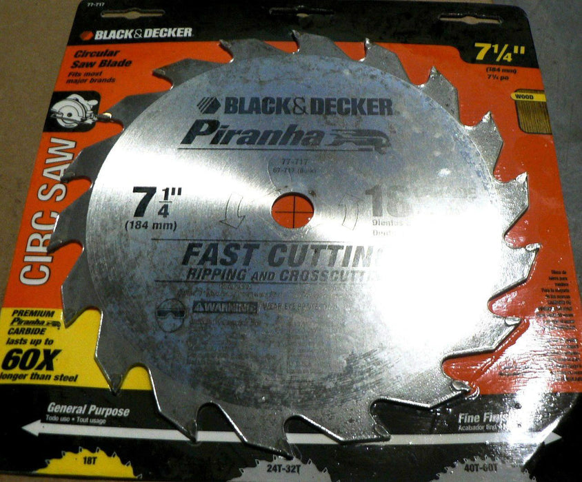 BLACK & DECKER PIRANHA CARBIDE CIRCULAR SAW BLADE 7-1/4 X 18T 5/8 ARBOR