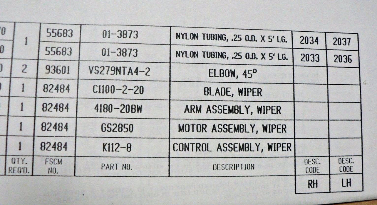 HEMTT OSHKOSH 3SK529 M984A1 SPRAGUE AIR HPloor A11/09506/107 GS-2850 ASSY. NO,