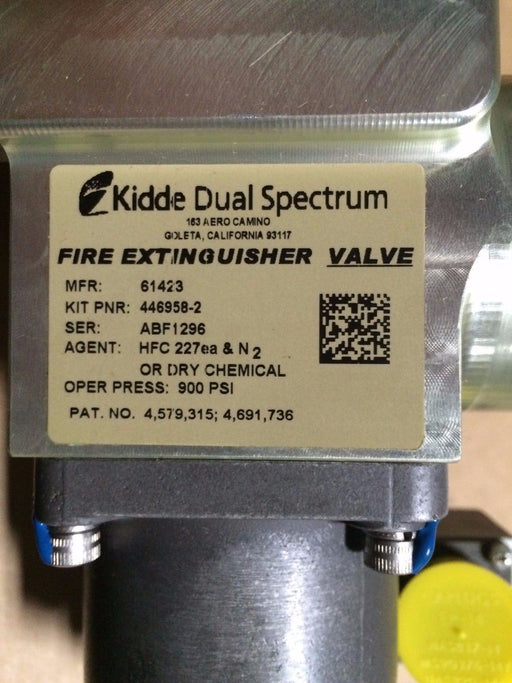 KIDDE DUAL SPECTRUM FIRE EXTINGUISHER VALVE 61423 446958-2 3113951C91L