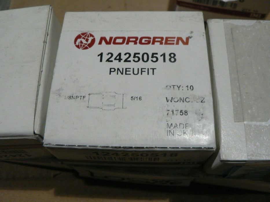 10 NORGREN STAINLESS PNEUFIT PUSH-IN FITTINGS 124250518 1/8NPTF-5/16