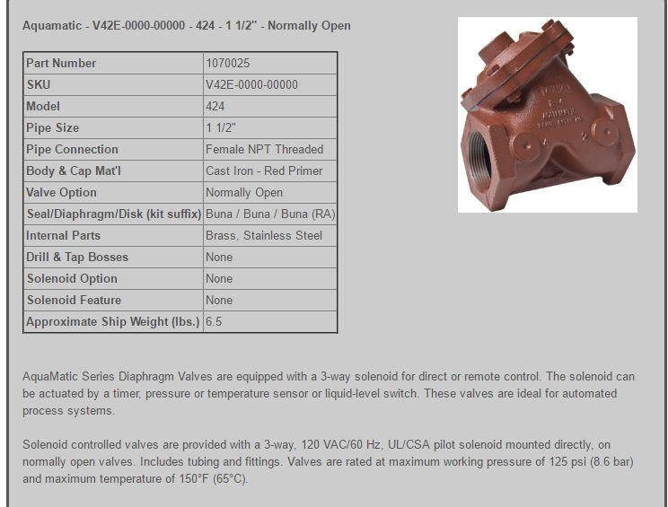 AQUAMATIC DIAPHRAGM STOP VALVE V42E-0000-00000