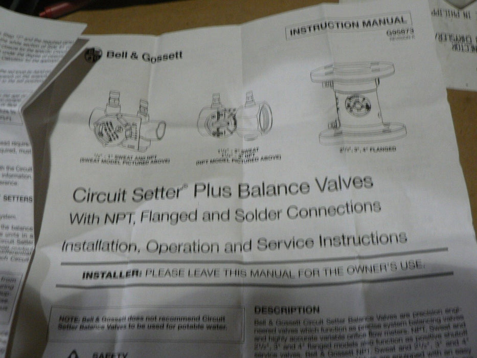 BELL AND GOSSET-HYDRONICS VALVE BALANCER CB-1-1/2S