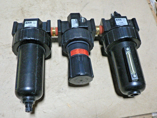 Parker 07A33A18A4BD Close Nippled Three Piece Filter/Regulator/Lubricator, 1/2