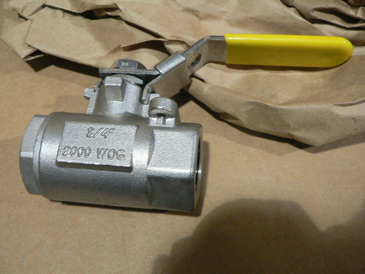 VOSS INDUSTRIES BALL VALVE 796211/NPT 3/4 2000 WOG CF8M,, 0.750 INCHES ALL ENDS