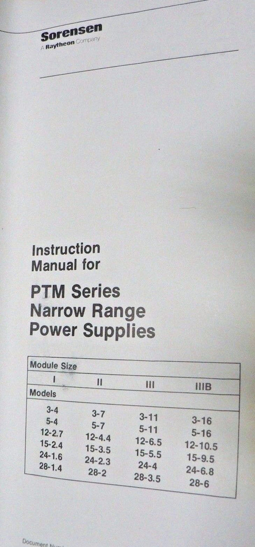 SORENSEN POWER SUPPLY PTM 24-1.6 120VAC IN WITH BOOK 50-440HZ OUT 24VDC