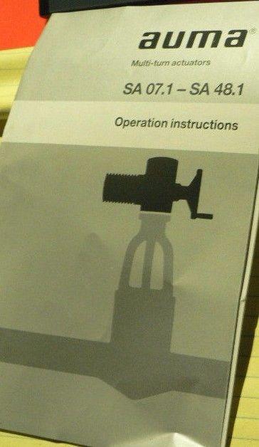 AUMA SA7-5 ACTUATOR SO: 9511189 ENCL: 4X/6 45# TORQUE OUTPUT RPM: 54