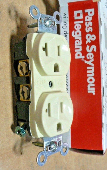 Pass & Seymour CRB5362-1 (box of 10) Duplex Ivory Receptacles 20A 125V CR53621